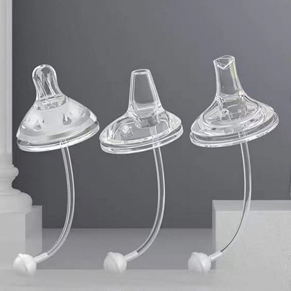 Biberón de gran calibre, biberón universal de aprendizaje, boquilla con pico de pato, pajita integrada, boquilla con pico de pato y boca ancha