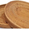 thumbnail image 4 of 2Pack Extra Large Rattan Serving Trays without Handles includes 16" and 17" Oval Serving Tray for Bread,Coffee and Snacks, Decorative Wicker Display Tray Set for Ottoman, Coffee Table,XL+XXL(Set of 2), 4 of 5