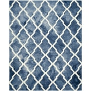 SAFAVIEH Dip Dye Altan Distressed Wool Area Rug, Navy/Ivory, 7' x 7' Round