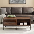 thumbnail image 2 of Walker Edison Table Basse Moderne à Lattes en Bois Rectangle avec Tiroir Salon Étagère de Rangement Pouf, 42 Pouces, Gris Ardoise, 2 of 2