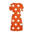 thumbnail image 4 of Sakmal Dresses for Women 2024 Casual Spring Long Crew Neck Orange Polka Dot Short Sleeve Loose Fit Tiered with Pocket Sundress, 4 of 6