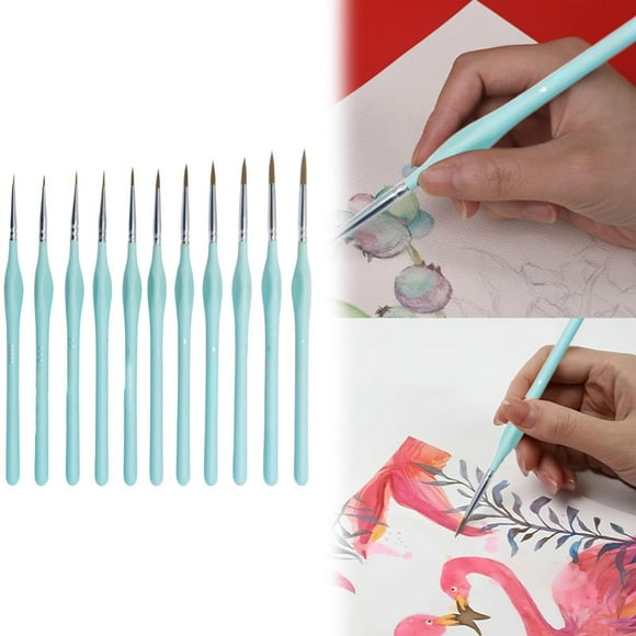 Clearance Sale! Dusknt Ultra-Fine Three-Sided Outline Pen Watercolor Gouache Fine Brush Blue 11 Sets