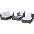 thumbnail image 3 of vidaXL 6 Piece Garden Lounge Set with Cushions Poly Rattan Brown, 3 of 5