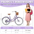 thumbnail image 2 of 26 inch Beach Cruiser Bike for Women, Akaber 7 Speed Womens Commuter Bicycle with Rattan Basket, Lightweight Adults Bikes, Purple, 2 of 9