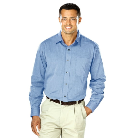 BlueGeneration Men'S Cross-Weave L/S Shirtl - Light Blue 5 Extra Large Solid