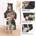 thumbnail image 3 of FORMRS Wearable Blanket Hoodie with Sleeves for Kids Cozy Flannel Sweatshirt, Black Skeleton, 3 of 7