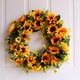 thumbnail image 1 of artificiales con girasol amarillo y hojas para puerta de interior o exterior decoración para hogar 16'' perfecl Corona de girasol falsa, 1 of 6