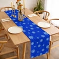 thumbnail image 3 of Christmas Snowflake Table Runner 72 Inches Long Farmhouse Dress Scarves, Blue Xmas Winter Holiday Minimalist Dining Tablerunner for Coffee Table/Kitchen Island/Party Décor, 13" x 72", 3 of 8