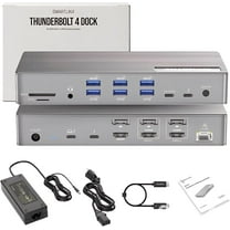 Thunderbolt 4 Dock with DisplayLink - USB-C/A MacBook Docking Station, Chrome, Windows 10/11 Compatible - 21 Ports, Dual/Triple/Quad/5 Monitor Support - 40Gbps, 150W Charging, 8K/4K Display
