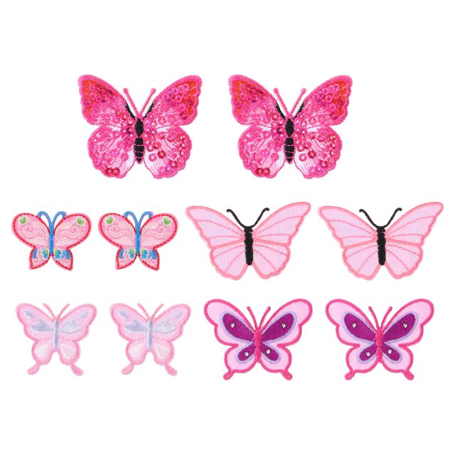 10 piezas rosa mariposa bordado apliques DIY tela parches accesorios de costura