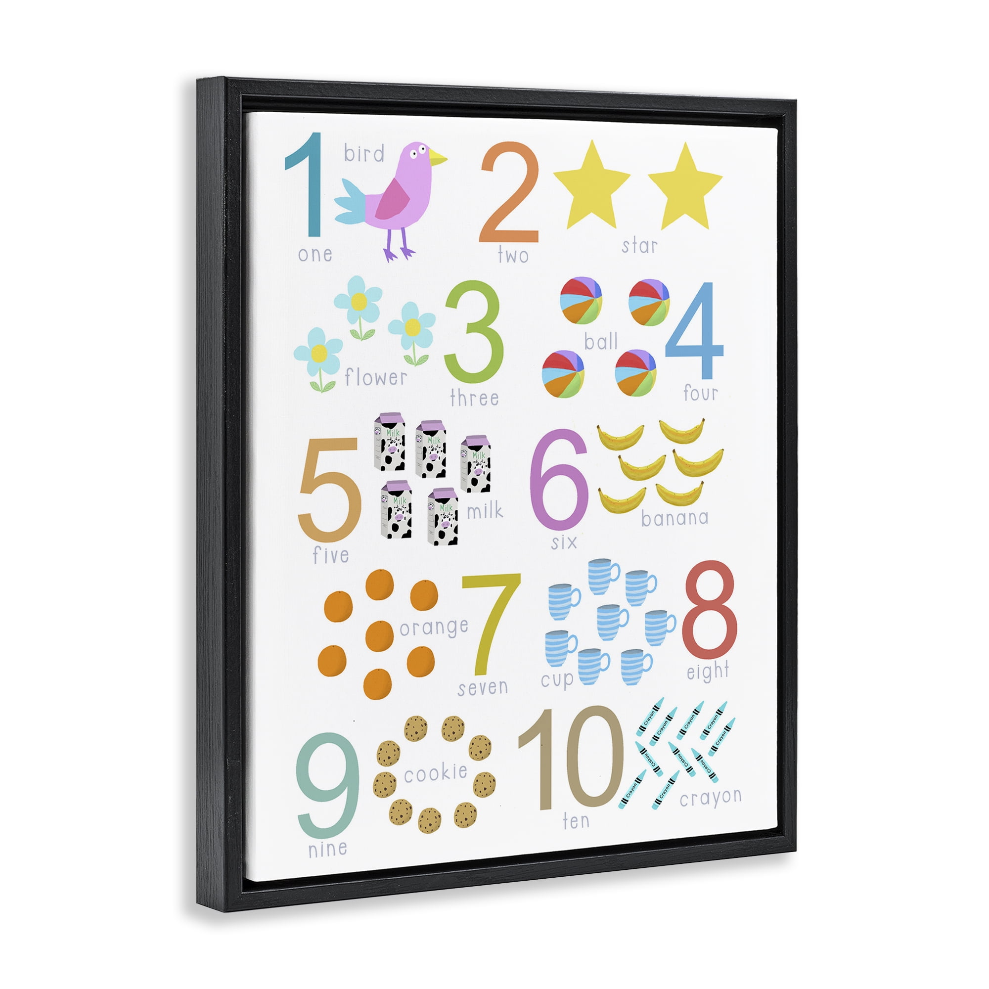 Fun Learning To Count Black Framed Floater Canvas Wall Art, design by Carla Daly