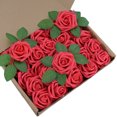 thumbnail image 1 of Ensemble de 25 Fleurs Artificielles Fausses Roses Bouquets Décoratifs pour Mariage Baby Shower Centres de Table Floraux Rouges, 1 of 7