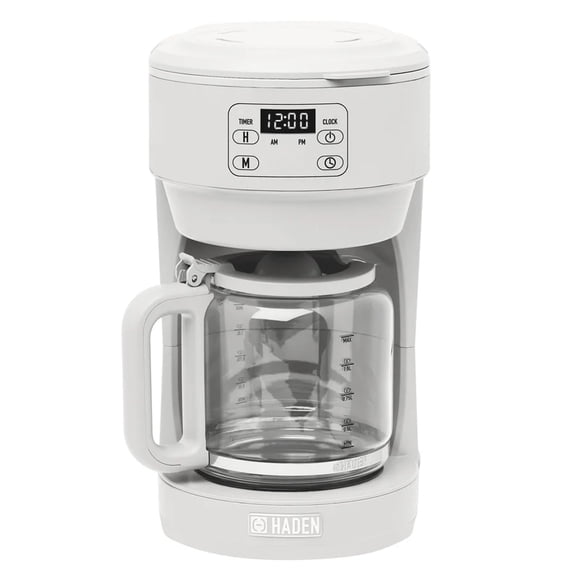Open Box Haden Chelsea 10 Cup Drip Coffee Maker w/Glass Carafe, Ivory & Chrome