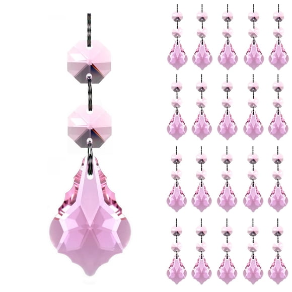 Adorno Colgante GOLDENHAITAI 20 piezas Prismas de Cristal Hojas de Arce de 38 mm Rosadas
