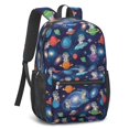 thumbnail image 2 of Space Cat and Galaxy Black Pattern 17" Waterproof Oxford School Backpacks for Teens, S-Shape Padded Straps, for School, Travel, Hiking, Camping, 2 of 5