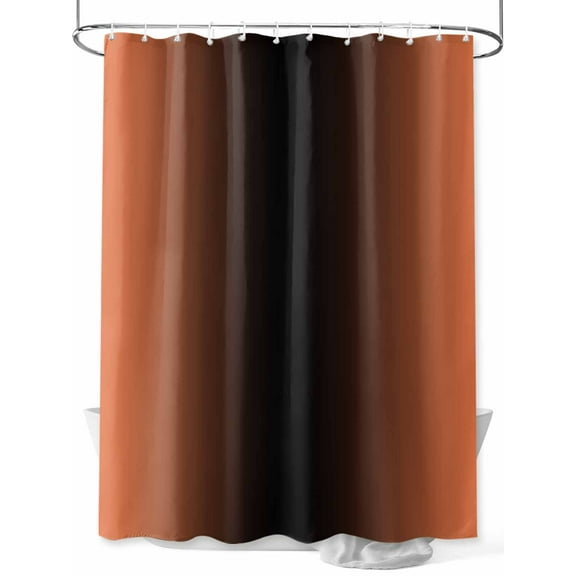 Ombre Shower Curtain, Orange and Black Gradient Waterproof Shower Curtain Set with 12 Hooks Lightweight Washable Fabric Shower Curtains for Bathroom 48x72 Inches