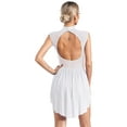thumbnail image 2 of YiZYiF ​​​Women's Lyrical Dance Dress Flowy Tulle Skirt Leotard Rhinestone Figure Skating Costumes White M, 2 of 7