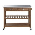 thumbnail image 3 of Bowery Hill Wood/Stainless Steel Kitchen Cart in Wire-Brush Brown, 3 of 6