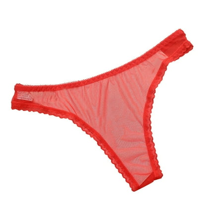 Gunia Valentines Lingerie For Women Thong Transparent Low Breifs Full Waist Thin Panties Sleepwear Bedroom