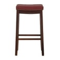 thumbnail image 3 of Linon Claridge Backless Bar Stool Red Faux Leather Wood Frame in Dark Brown, 3 of 13