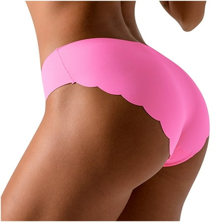 Srogem Womens Seamless Cheeky Bikini Underwear Laser Cut No Show Cheeky Panties With Lace Scalloped Edge Hipster Panty