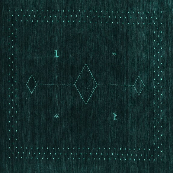 Ahgly Company Machine Washable Indoor Square Abstract Turquoise Blue Contemporary Area Rugs, 7' Square
