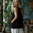 thumbnail image 7 of Flowy Tank Tops for Women Loose Cotton Linen Sleeveless Crew Neck Tops Dressy Causal Bussniess Beach Tunics with Pockets, 7 of 7