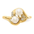 thumbnail image 4 of Solid 14k Yellow Gold 4.5mm Freshwater Cultured Pearl Diamond Ring Band Size 7 (.04 cttw.), 4 of 6