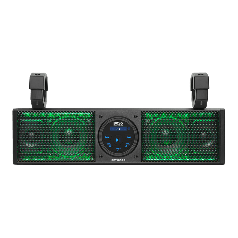 BOSS Audio Systems BRT18RGB ATV UTV Sound Bar System - 18 Inches Wide, IPX5  Rated Weatherproof, Bluetooth Audio, Amplified, 4 inch Speakers, 1 Inch