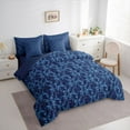 thumbnail image 3 of Feelyou Blue Tribal Damask Bedding Comforter Set 7pcs, Boho Gothic Ghost King Bedding Sets, 3 of 8