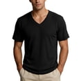 thumbnail image 2 of Stamzod Mens Shirts Summer V-Neck Corduroy Pullover Tops Loose Casual Short Sleeve T-Shirts Plus Size Men Clothing Black L, 2 of 9