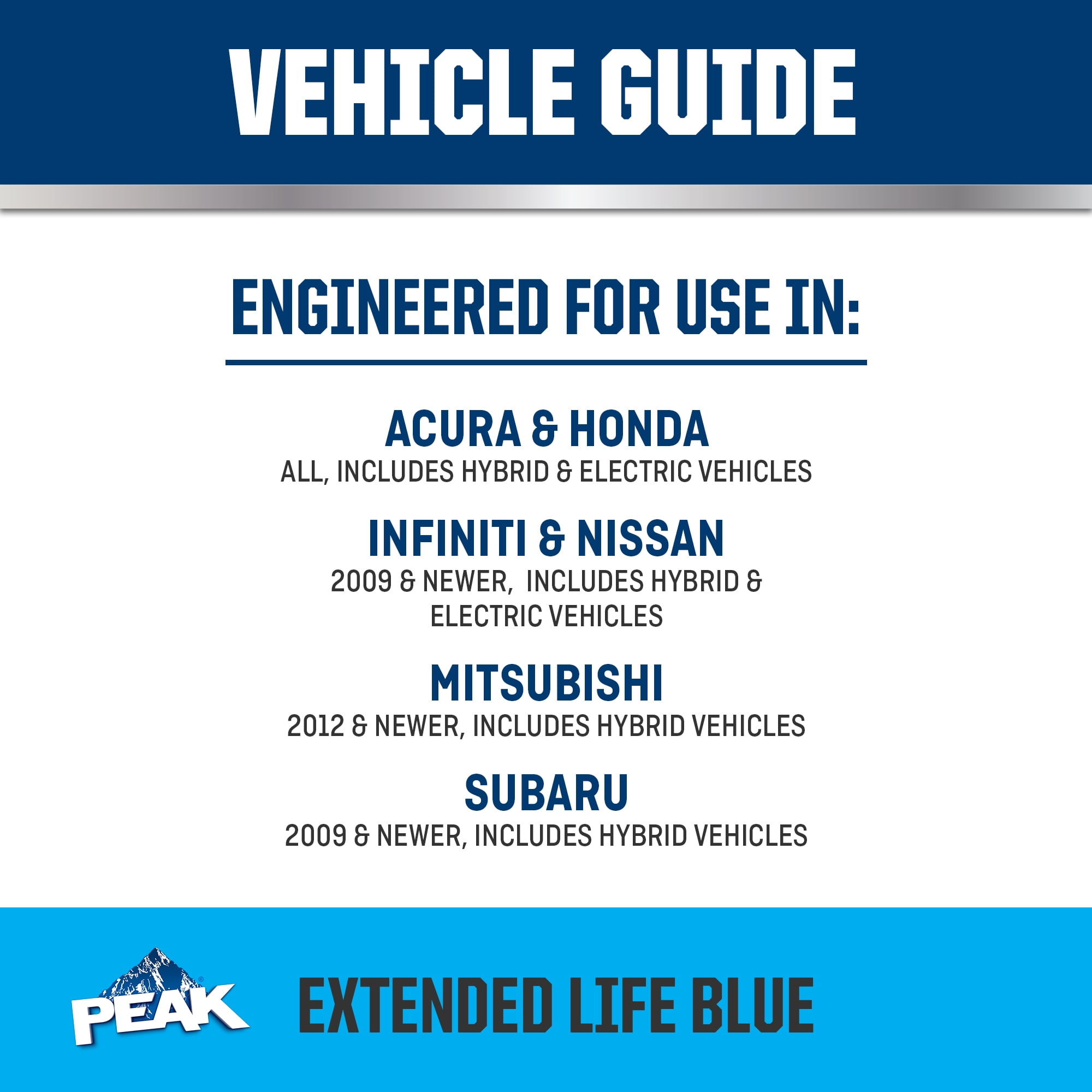 PEAK® ORIGINAL EQUIPMENT TECHNOLOGY Antifreeze + Coolant for Asian Vehicles - Blue