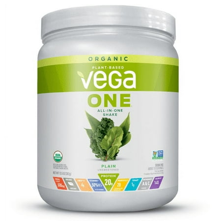 Vega One Organic All in One Shake, Plain Unsweetened 13.5 oz, 10 servings