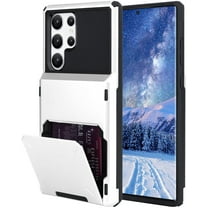 Dteck Wallet Case for Samsung Galaxy S22 Ultra Case with 4-Card Credit Card Holder Slot Shockproof Cover Hybrid Heavy Duty Protection Armor Phone Case for Galaxy S22 Ultra 5G,White