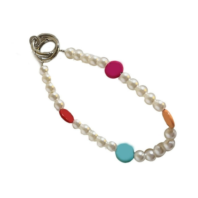 Trend Beaded Phone Lanyard Nylon String Crossbody Strap Fashionable General Phone Case Lanyard Long for Casual Use Smiley face color