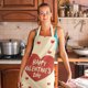 thumbnail image 1 of Fiudx Delantal Familiar, de Lino, con Estampado de San Valentín, Cómodo, Fácil de Limpiar, Multiusos, Ideal para Cocina y Restaurante, Talla para Adultos (68 X 55 Cm), 1 of 2