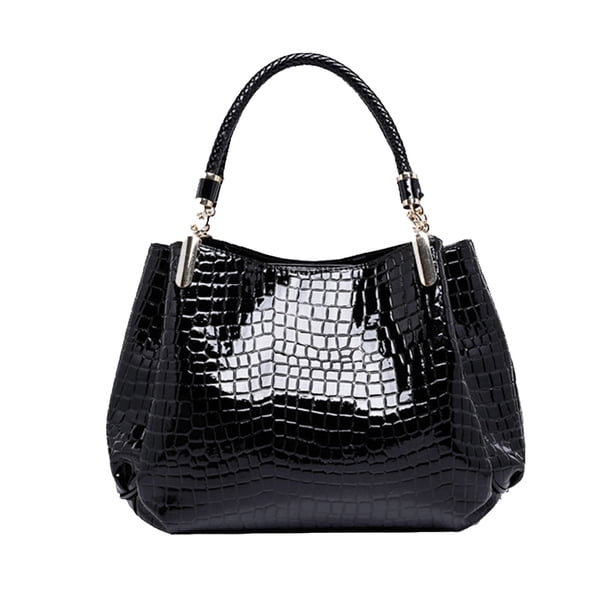 Bolsas de Cuero para Mujeres Bolsa de Cuero de Cocodrilo Tote Brillante, 34x25x16cm Grande para la Fiesta de la Noche, Viajes Y Bolsos de Cuero Medio para Mujeres