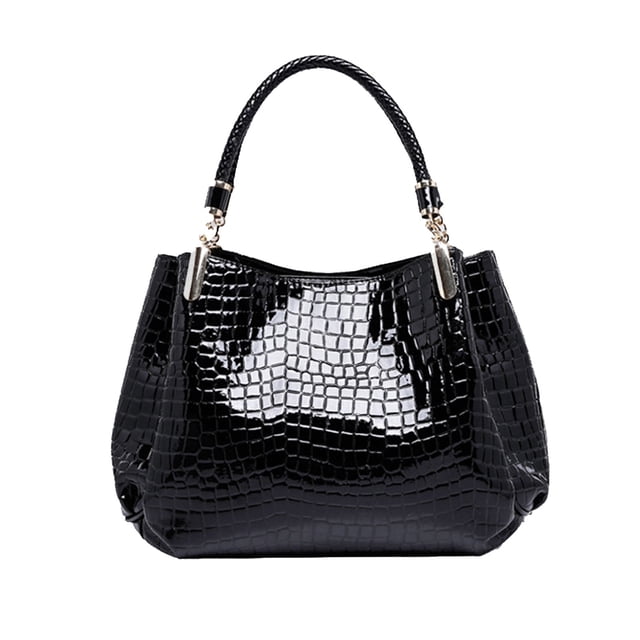 Bolsas de Cuero para Mujeres Bolsa de Cuero de Cocodrilo Tote Brillante, 34x25x16cm Grande para la Fiesta de la Noche, Viajes Y Bolsos de Cuero Medio para Mujeres