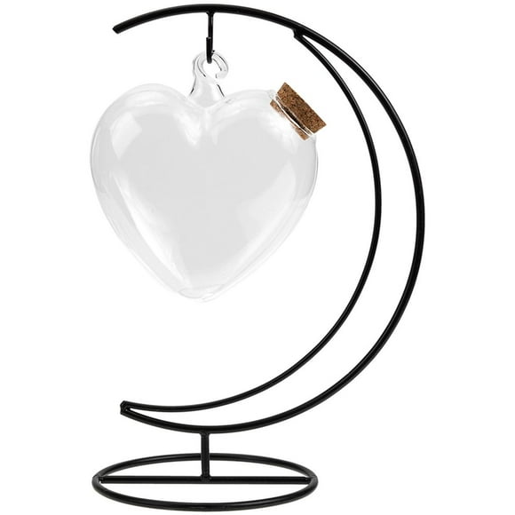 1 set of Hanging Heart Shape Bottle Hanging Landscape Bottle Multi-function Glass Wishing Jar
