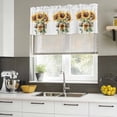 thumbnail image 4 of Summer Floral Curtain Valances for Windows, Kitchen Valance Window Treatments Panel 2 Pack, Vintage Spring Watercolor Sunflowers Bow Vase Rod Pocket Short Curtains for Bathroom Bedroom 42 x 12 Inch, 4 of 8
