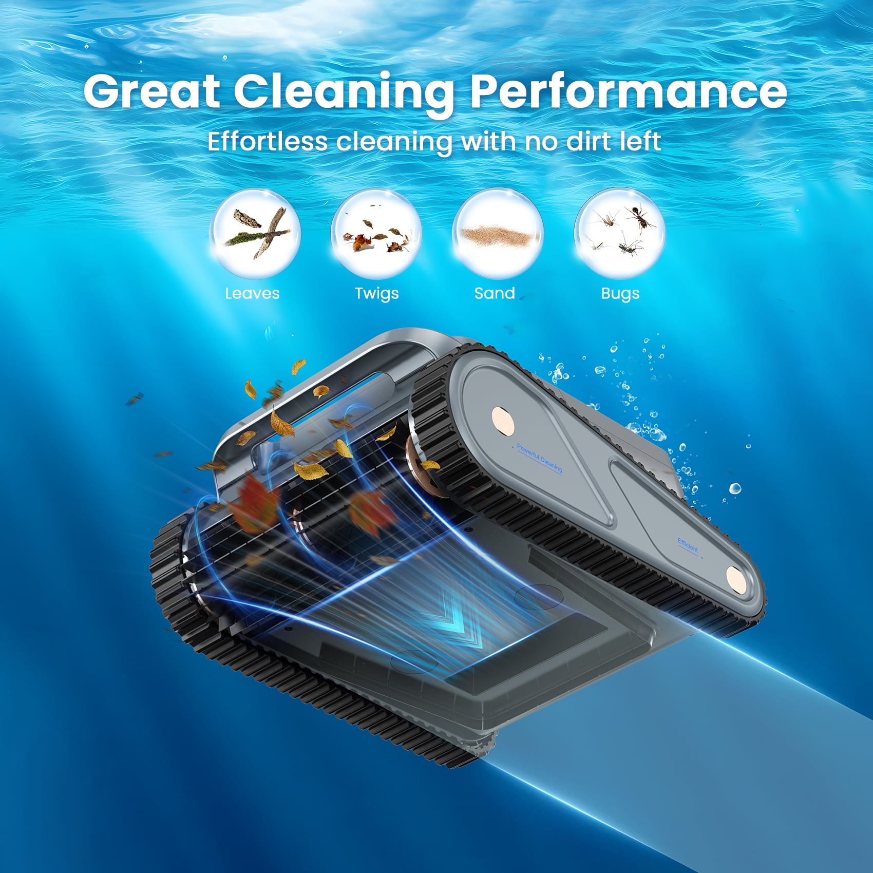 Devoac Robotic Pool Vacuum Cleaner Cordless Wall-Climbing for Above-Ground Pools and In-Ground Pools
