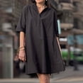 thumbnail image 2 of Paiwinds Women's Linen Blend Shirt Dress, Short Sleeve Lapel Button Casual Dress for Spring Fall, Daily Wear, Outings, 2 of 6