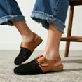 thumbnail image 2 of Women's Cushioned Genuine Leather Perforated Slingback Buckle Comfort Clogs Cork Footbed, 2 of 6