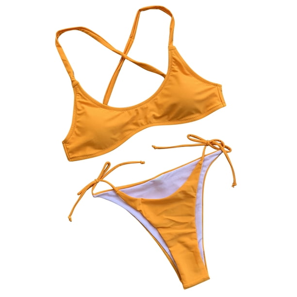 Traje de baño de bikini para mujer Traje de baño cómodo Traje de baño para mujer sin espalda Color sólido OAVQHLG3B Store lin121212