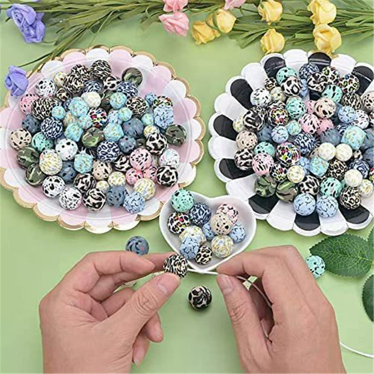 100Pcs Silicone Loose Beads 15mm Bracelet Beads for DIY Necklace