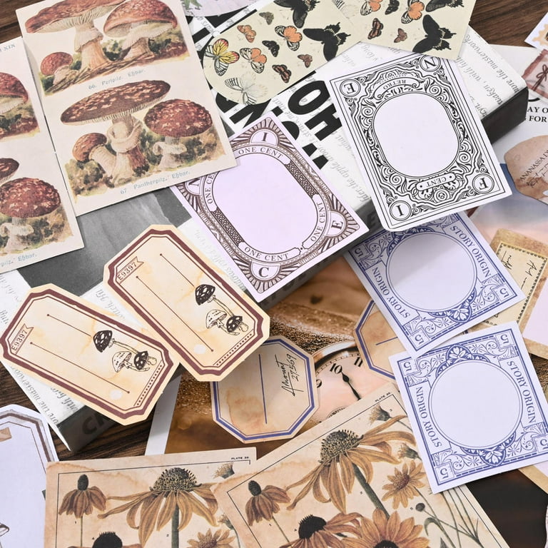 YEZDIX 200 Pieces Vintage Scrapbook Supplies Pack for Art