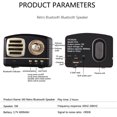thumbnail image 2 of Altavoces Bluetooth Retro Inalámbricos, Altavoces Vintage Portátiles para Exteriores, Mini Altavoces Recargables con Sonido Potente, Soporte USB/Tarjeta TF/AUX Android iOS Cumpleaños, 2 of 5