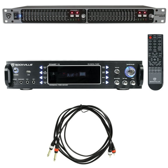 Rockville RPA60BT 1000 Watt Bluetooth Home Receiver Dual 15 Band EQ Equalizer