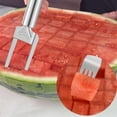 thumbnail image 4 of 2-in-1 Watermelon Slicer & Fork – Stainless Steel Fruit Cutter Tool for Watermelon, Mango, Pitaya – Portable for Camping, Picnics, Home, Parties – Effortless Cubes & No Mess, 4 of 6