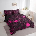 thumbnail image 3 of Homewish Kawaii Cowboy Cowgirl Bedding Comforter Set 7pcs, Western Cactus Tree Queen Bedding Sets, Black Pink Cartoon Reversible Queen Sheet Sets, Microfiber Bedroom Decor, 3 of 7